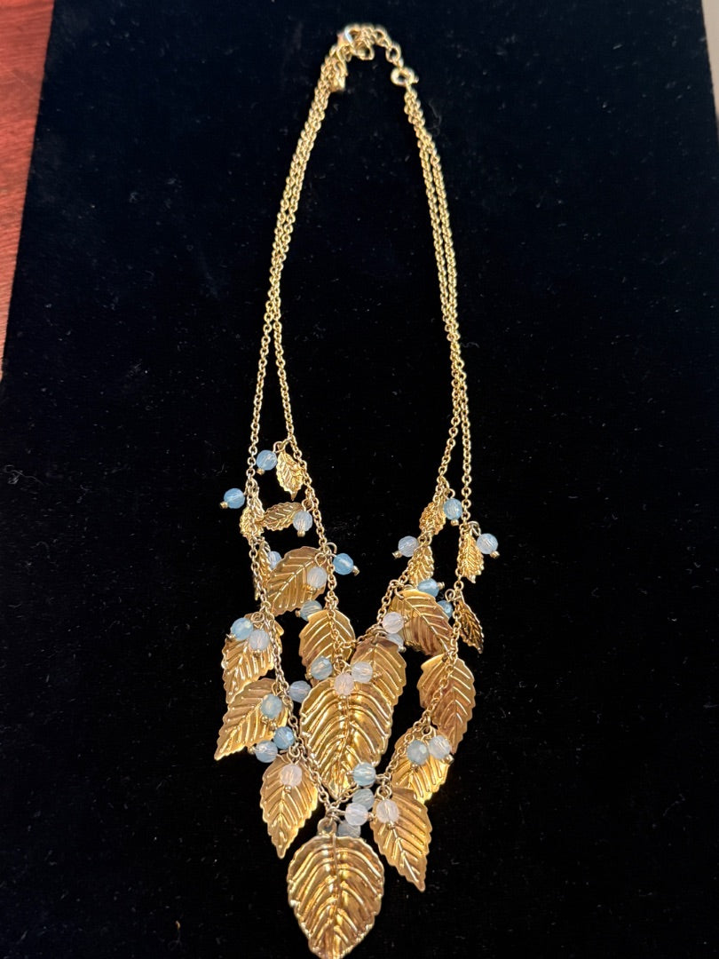 Leaves & Blue Beads 2 Strand Avon