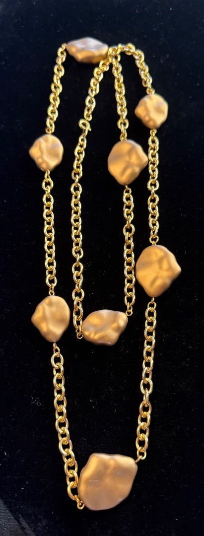 Avon Bean Nugget Matted Gold Necklace