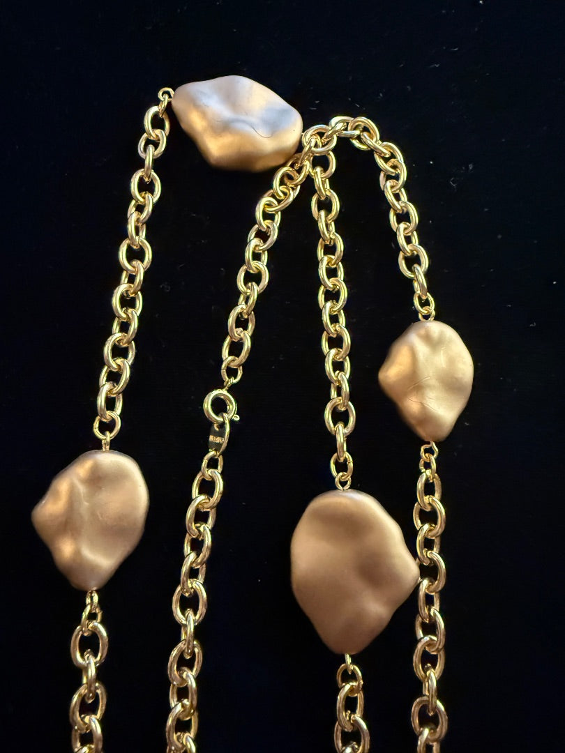 Avon Bean Nugget Matted Gold Necklace