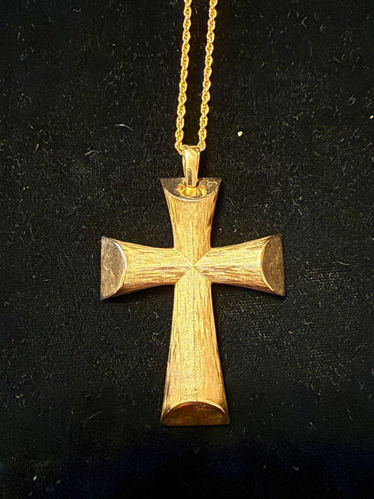 Brushed Gold Florentine Finish Cross Avon 1976 Necklace