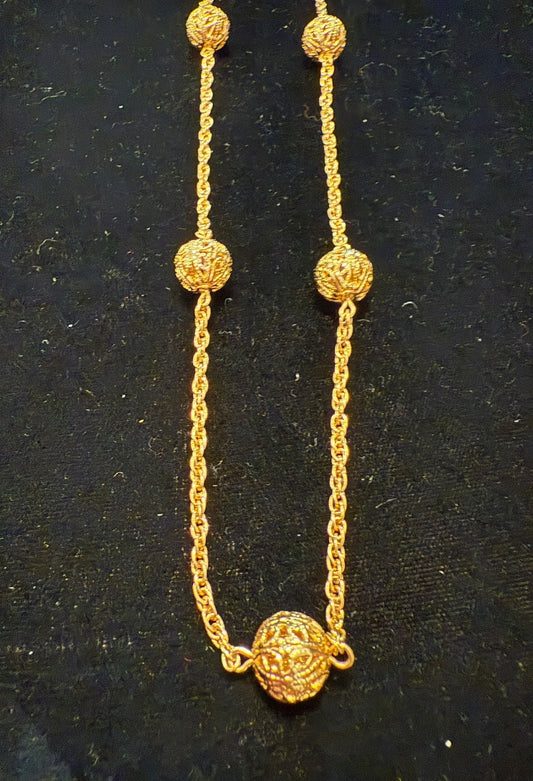 Vtg Filigree Ball Chain Necklace