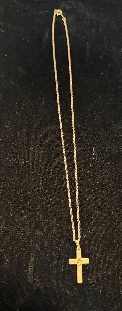Small Gold Toned Avon Cross Necklace