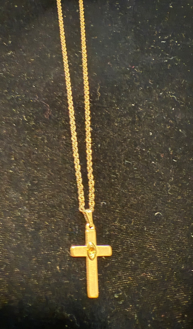 Small Gold Toned Avon Cross Necklace