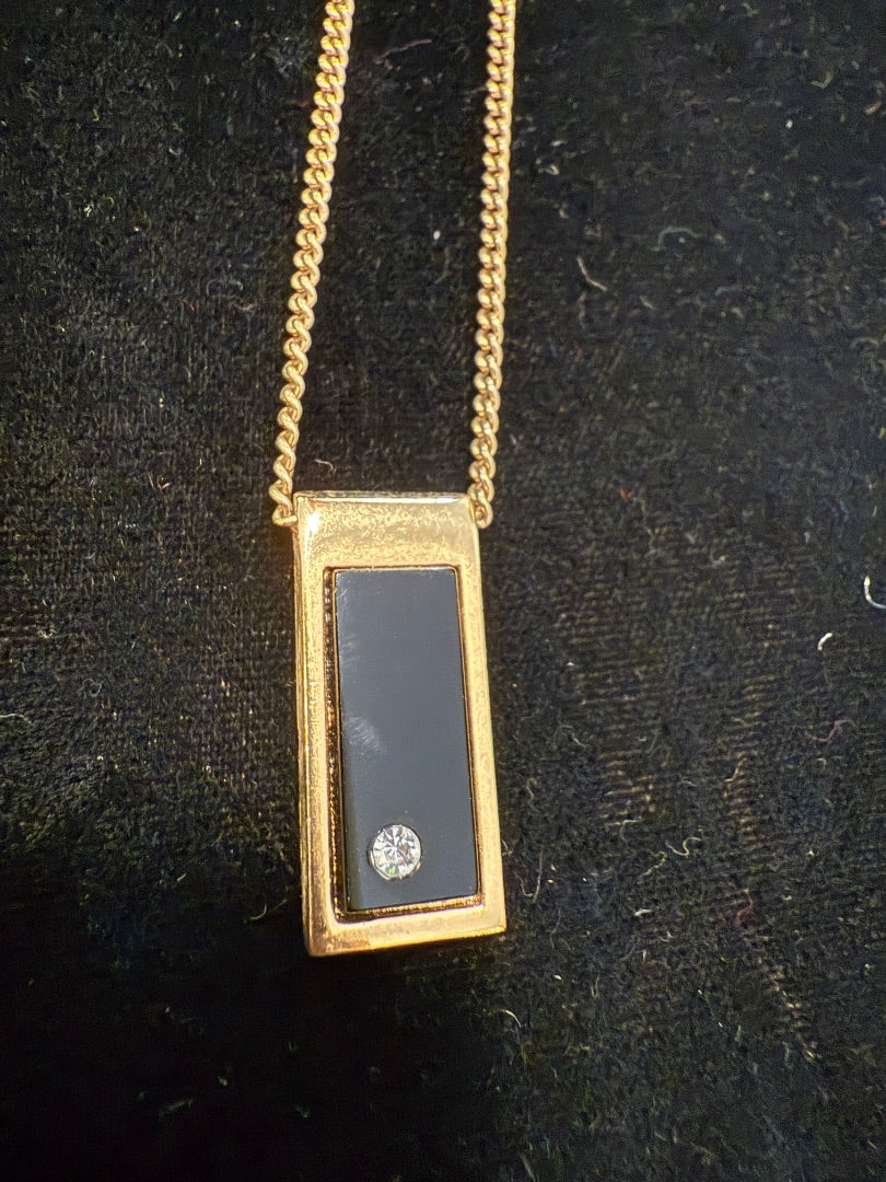 1970's Onyx Gold Tone Necklace