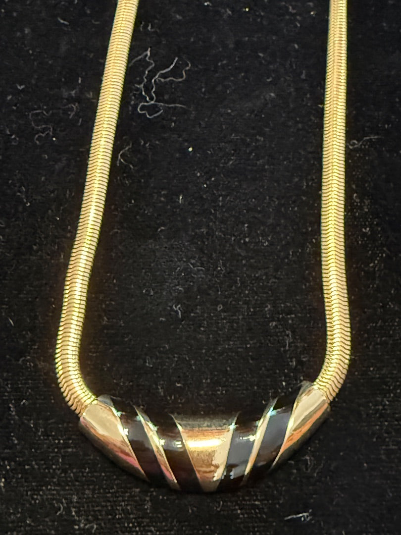 Blac / Enamel Gold Tone Choker Avon Necklace