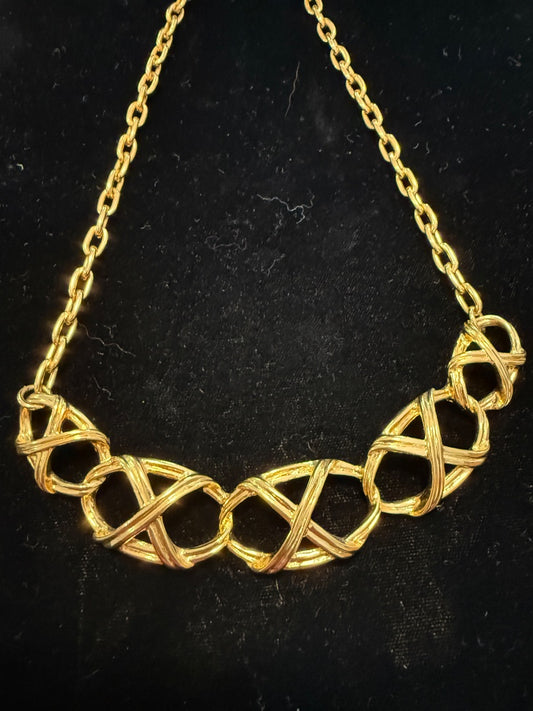 1980's Vtg Avon Bamboo Trellis Gold Tone Choker Necklace