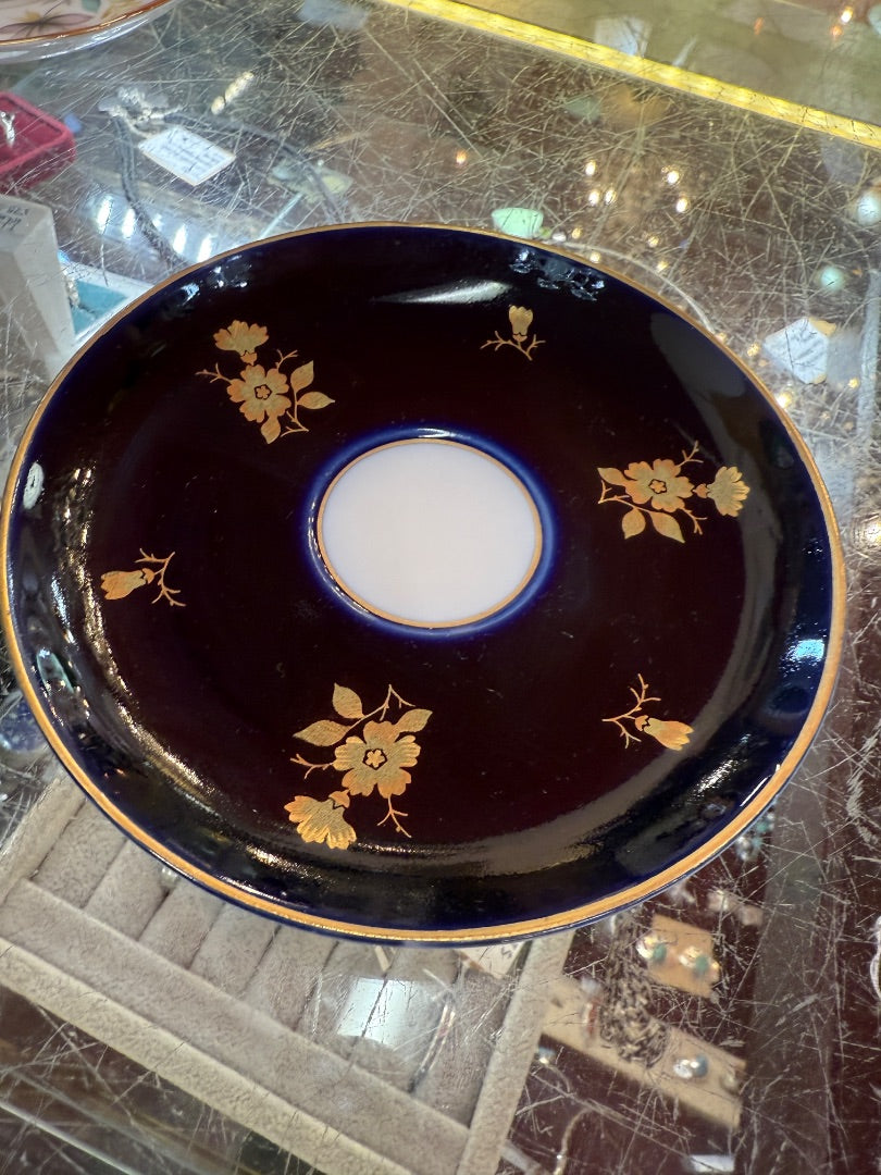 Teacup and saucer Navy blue gold USSR Russian