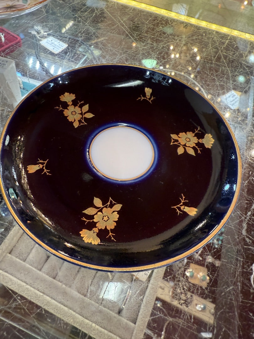 Teacup and saucer Navy blue gold USSR Russian