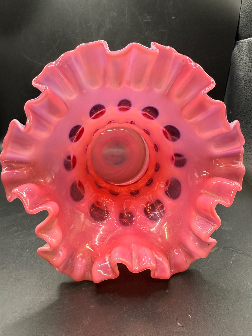 Fenton Coin Dot Cranberry Opalescent Vase