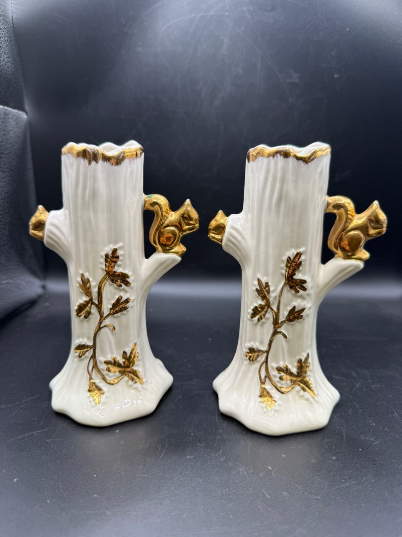 Lusterware Squirrel Bud Vase