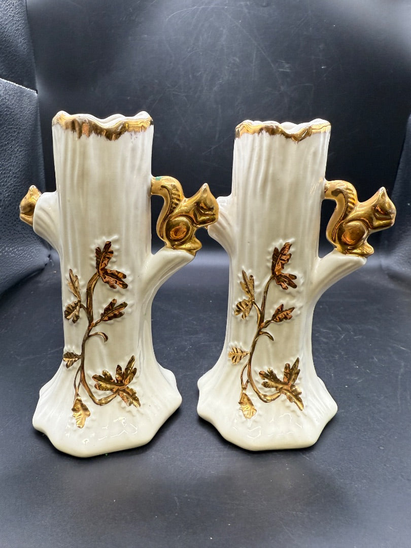 Lusterware Squirrel Bud Vase