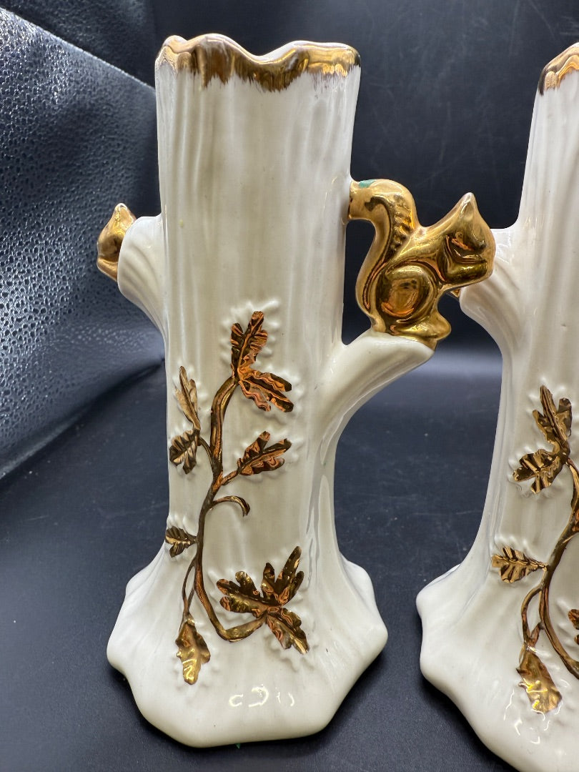 Lusterware Squirrel Bud Vase