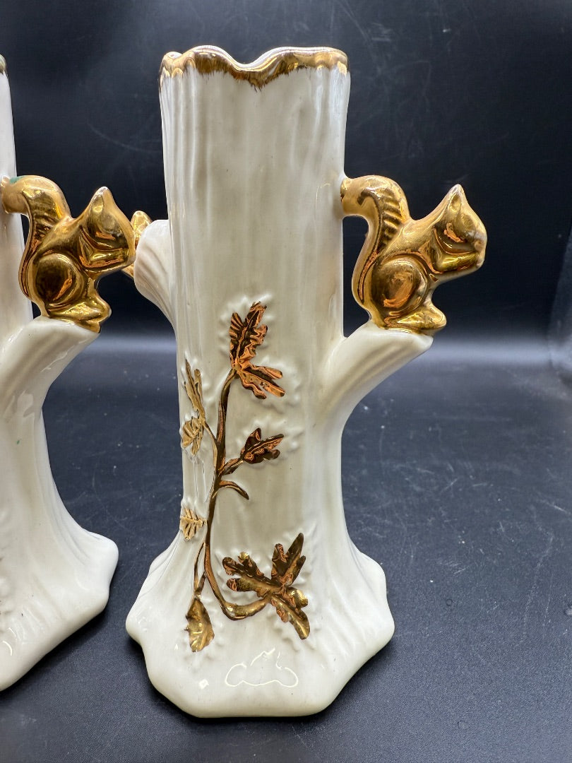 Lusterware Squirrel Bud Vase