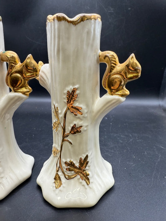 Lusterware Squirrel Bud Vase