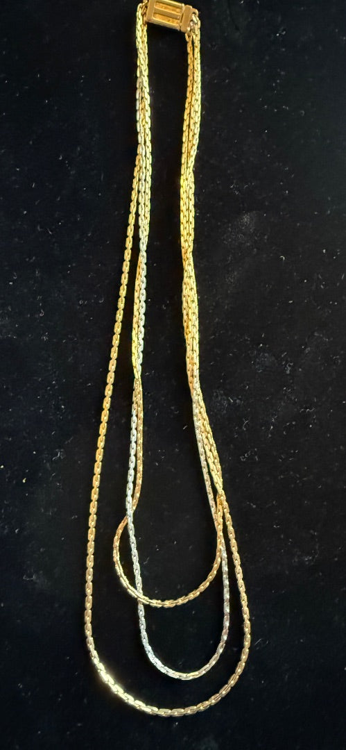 3 Strand Multi Tone Necklace