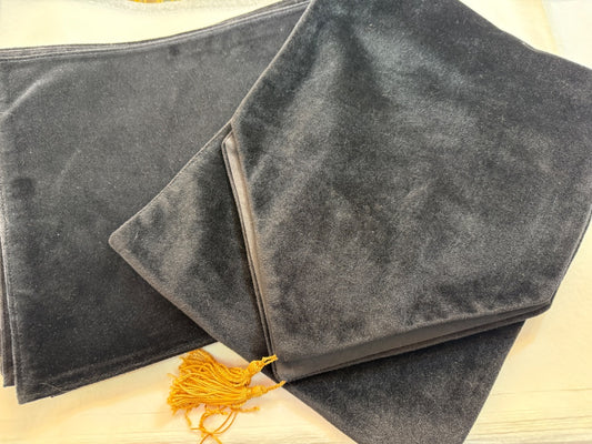 9 pc Black Velvet  runner / Placemats