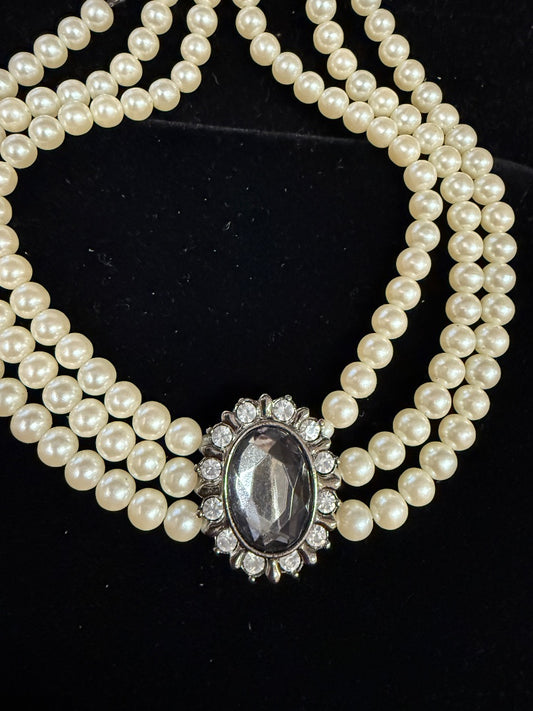 3 Strand Gem &Pearl Necklace