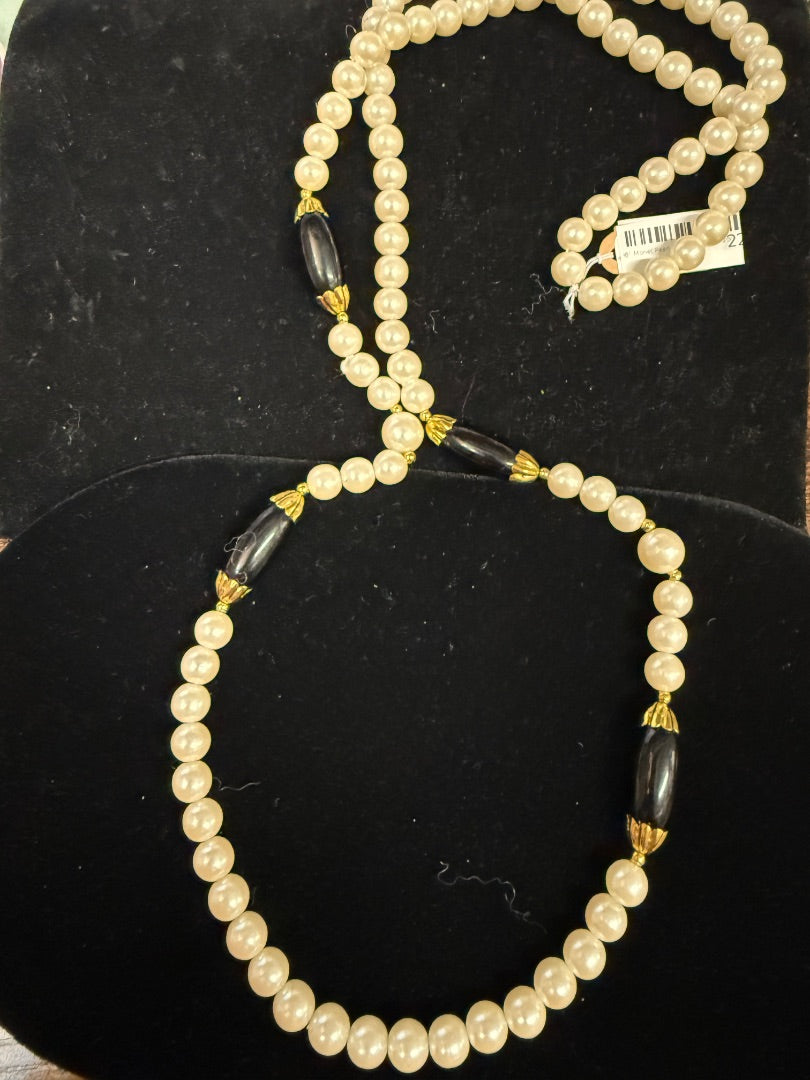36"  Monet Pearl Necklace With Black