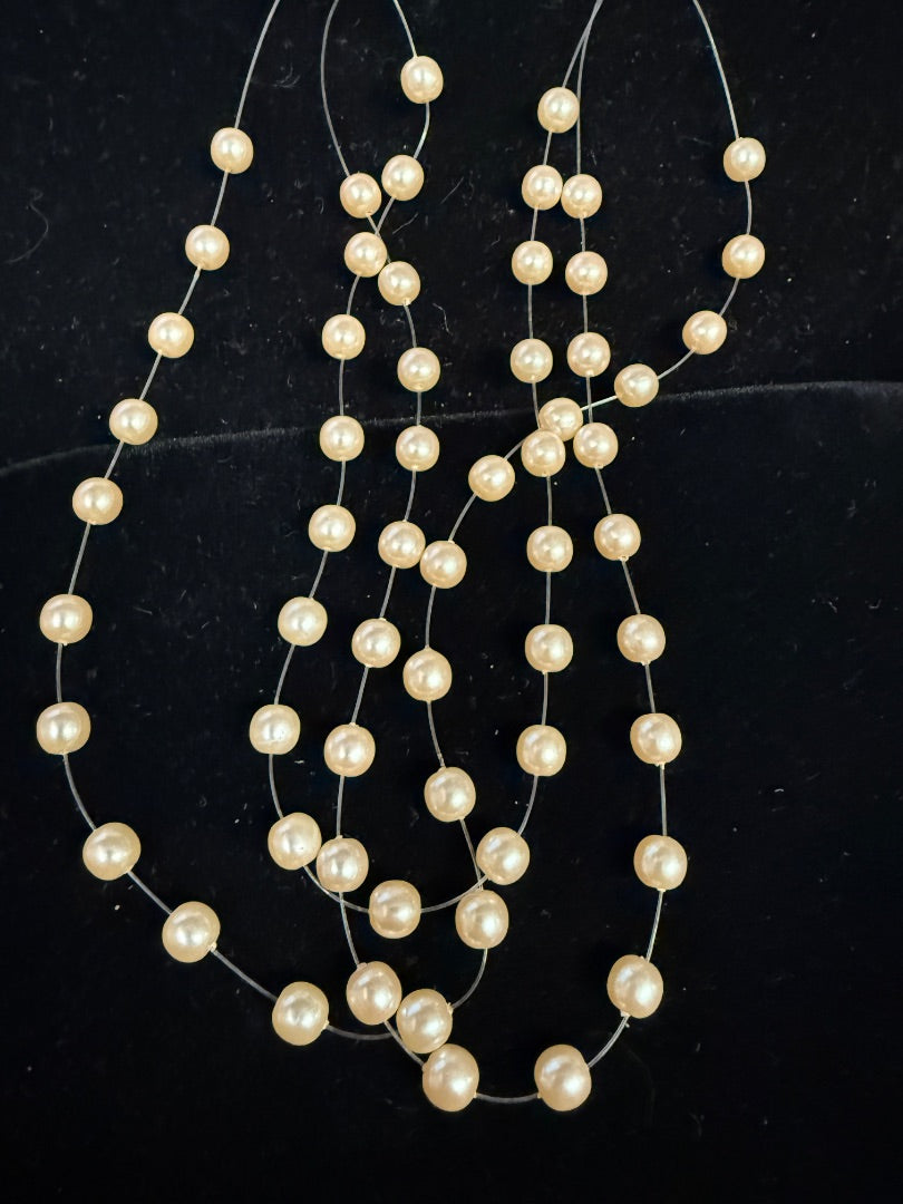 3 Strand Spaced Pearl Necklace
