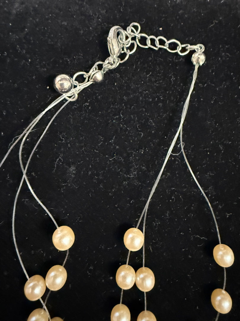 3 Strand Spaced Pearl Necklace