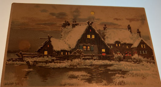 Cabin On Waters Edge At Night