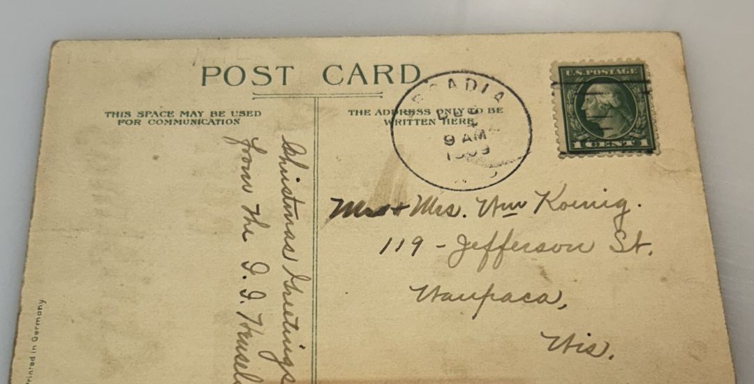 HTL Hold To The Light Happy Christmas Vintage Postcard