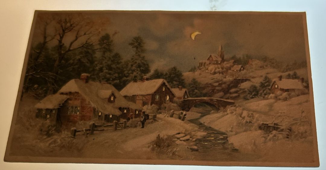 Snowy Town With Bridge