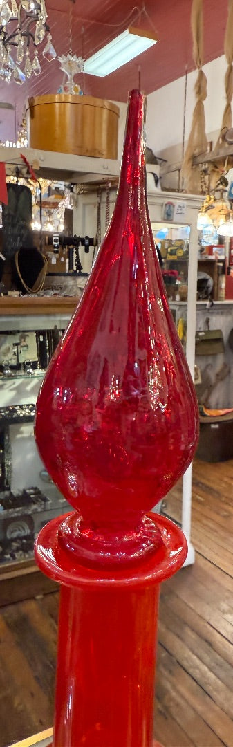 MCM Orange Amberina Bubble Glass Decanter