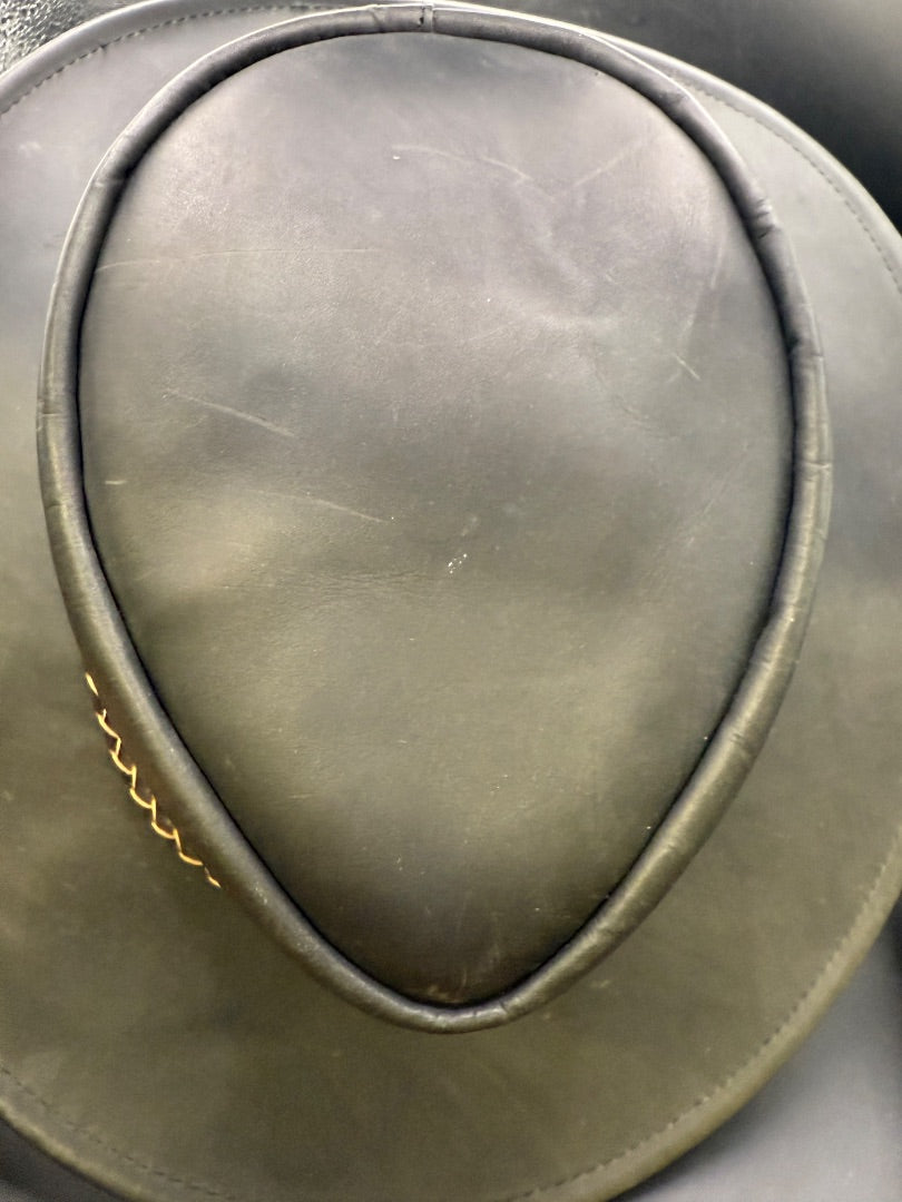 Dark Brown Kakadu Traders Australia Leather Cowboy Hat, Large