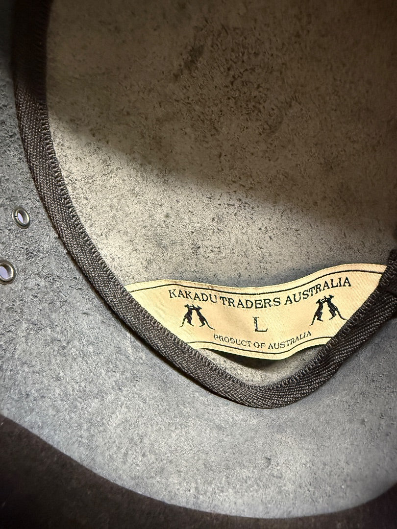 Dark Brown Kakadu Traders Australia Leather Cowboy Hat, Large