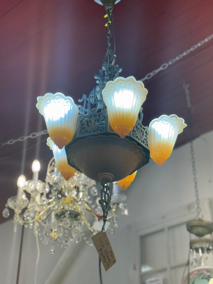 5 Light 1920-30 Slip Shade