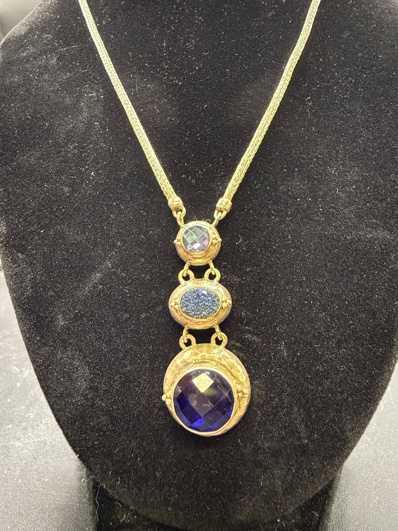 Blue Lori Bonn Foxtail Blue Druzy RARE Jewelry, I8”