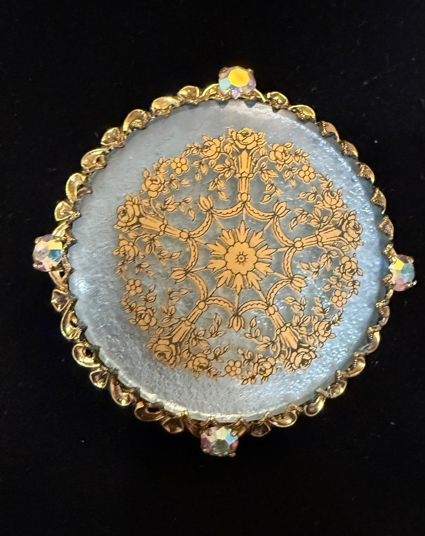 Blue  Unsigned Filagree  Brooch Germany