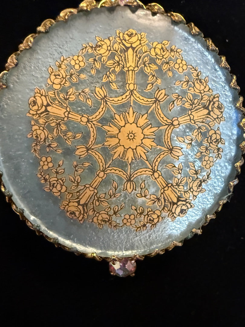 Blue  Unsigned Filagree  Brooch Germany