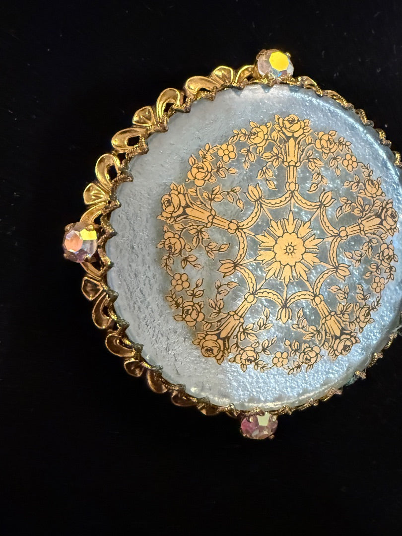 Blue  Unsigned Filagree  Brooch Germany