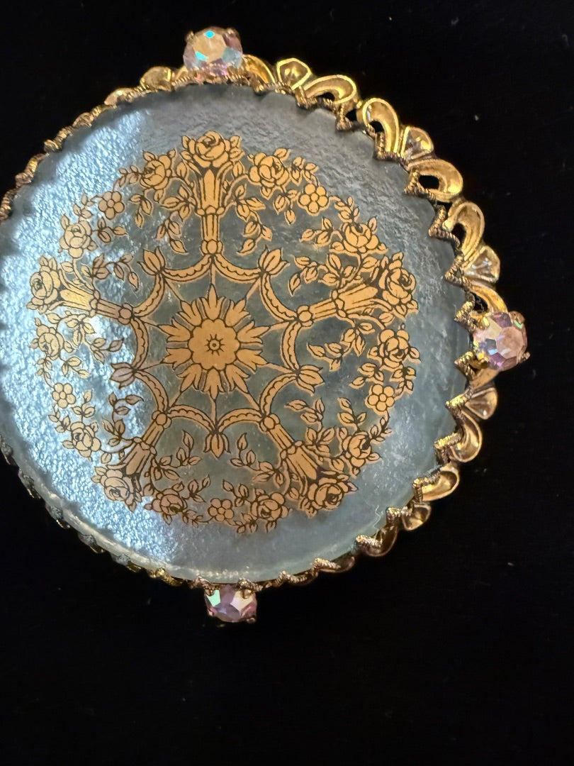 Blue  Unsigned Filagree  Brooch Germany