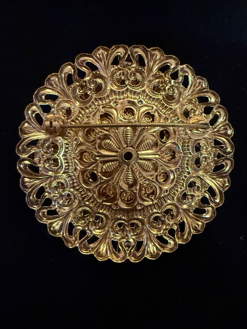 Blue  Unsigned Filagree  Brooch Germany