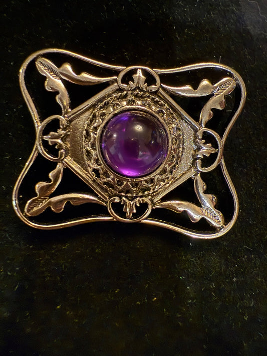 Amethyst Unmarked 1970's Brooch