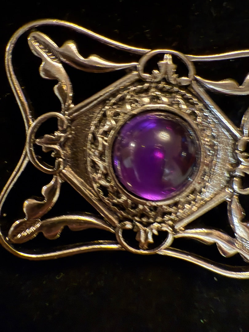 Amethyst Unmarked 1970's Brooch