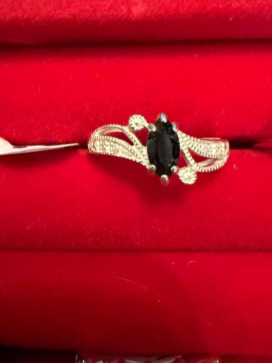 Avon Black Sapphire Size 7 3/4 Ring, 9