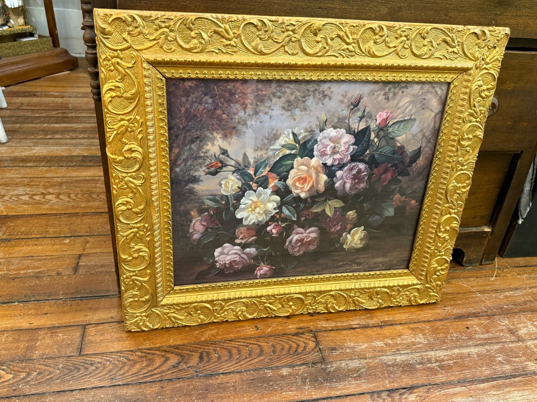 Gold  Antique gold Frame floral print