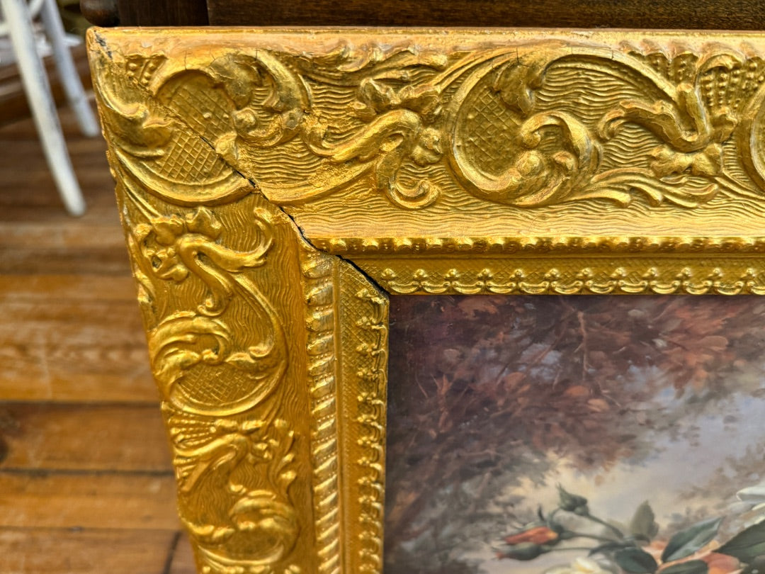 Gold  Antique gold Frame floral print