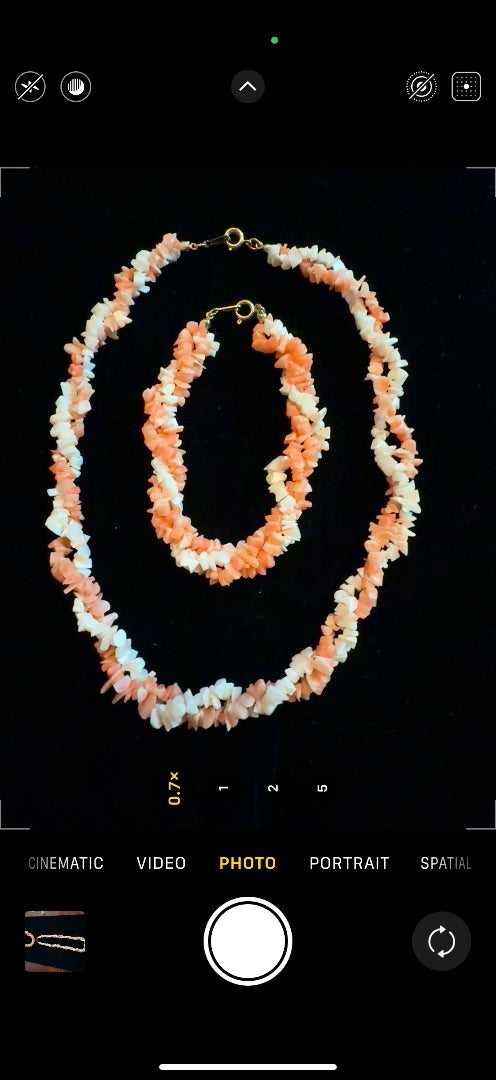 Vintage 1987 Coral Necklace Bracelet set