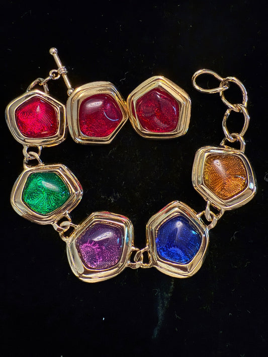 Avon Cabochon My Sales Rock bracelet earring set