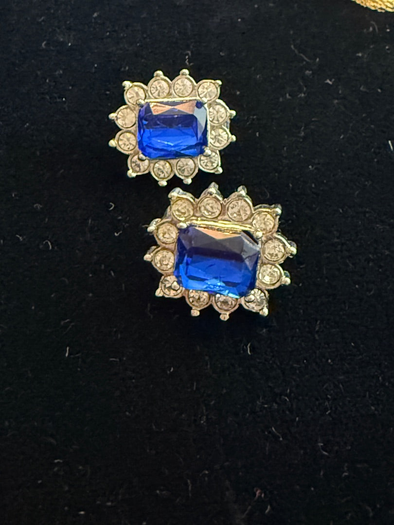 Avon Blue Sapphire Clip Earrings