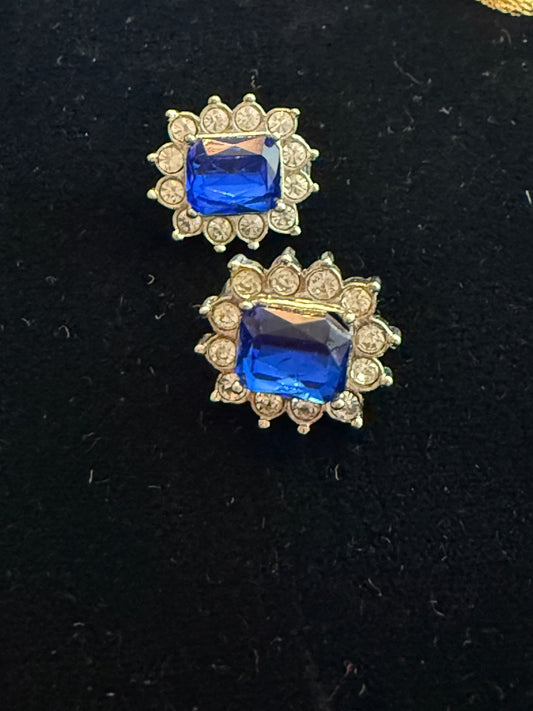 Avon Blue Sapphire Clip Earrings