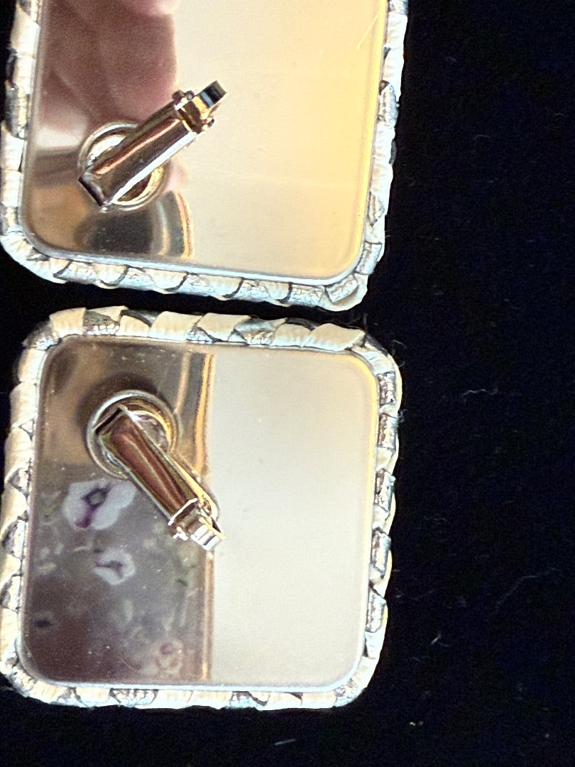 Avon White Woven Clip Earrings