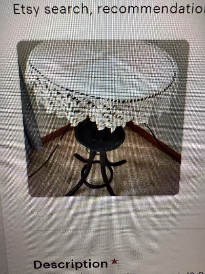 Vintage Battenberg Round Circular White Cotton Night Stand Table Furniture Cover Doily