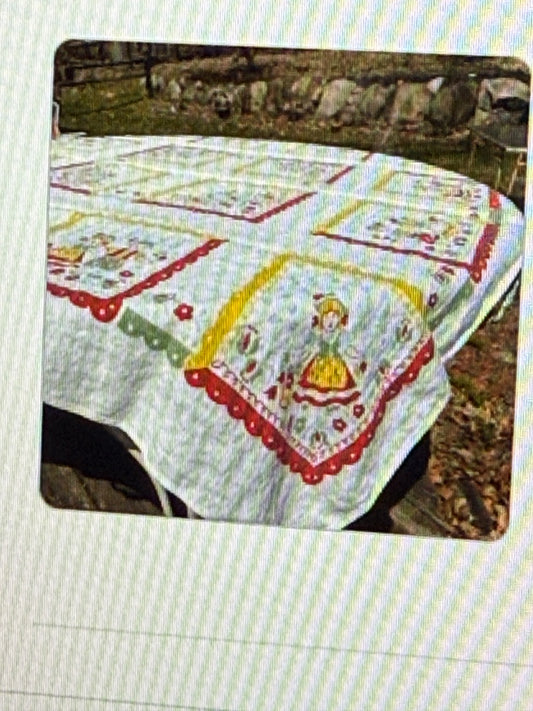 Vintage Dutch girl linen table cloth