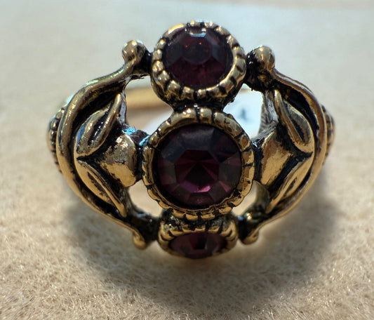 Amethyst Gold Floral Avon ring, 8.75